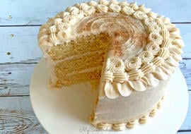 Easy and Delicious Eggnog Cake with Eggnog Cream Cheese Frosting- A Doctored Cake Mix Recipe