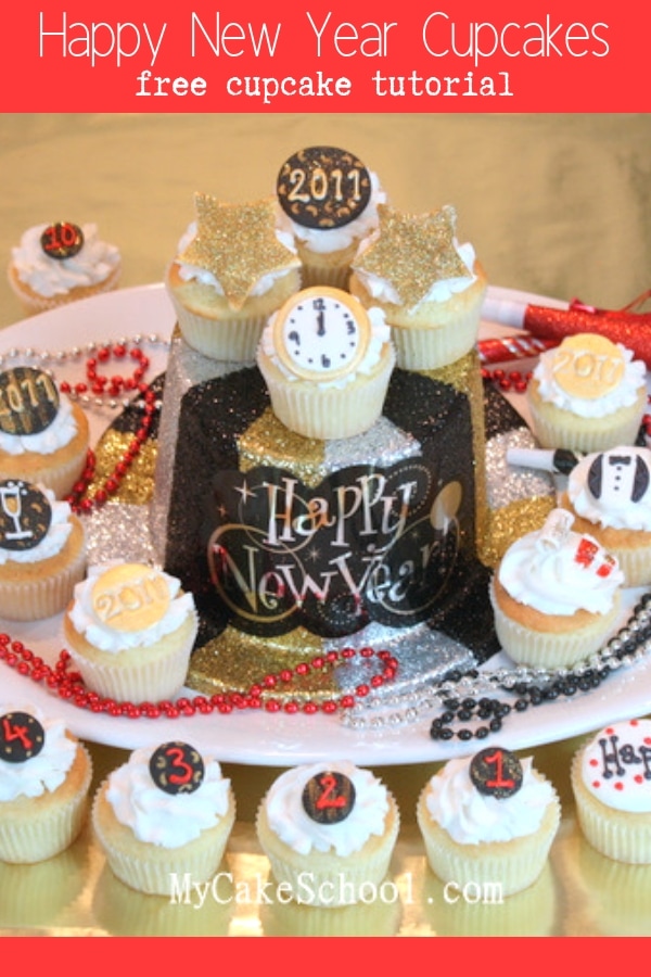 Happy New Year Cupcake Tutorial by MyCakeSchool.com!