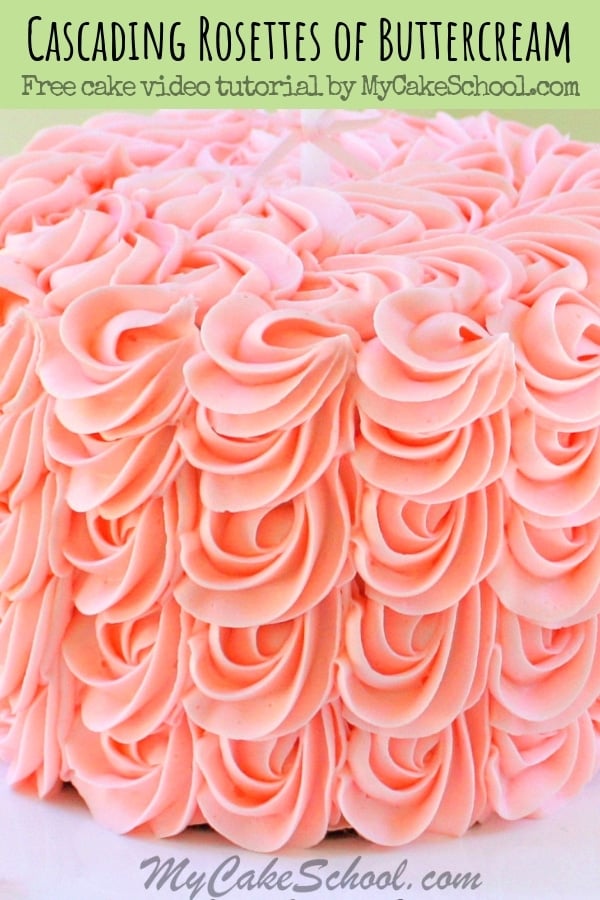 Elegant Cascading Rosettes of Buttercream- A free cake decorating video tutorial by MyCakeSchool.com