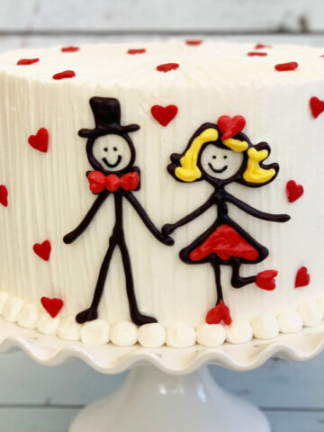 Cute and Simple Stick Figure Couple Cake Design- A perfect Valentine's Day or Anniversary Cake