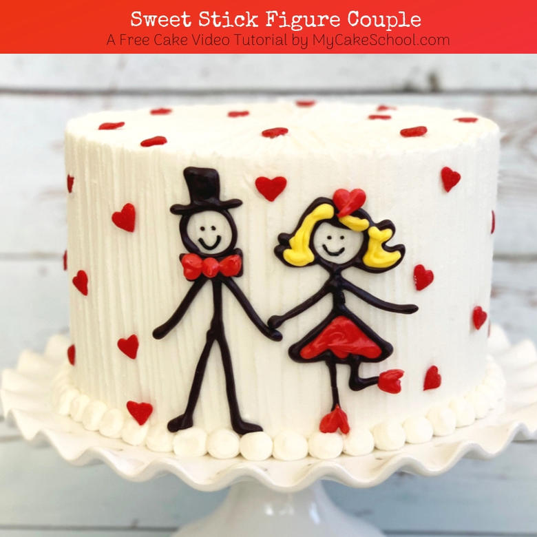 Sweet Stick Figure Couple- A Free Cake Video!