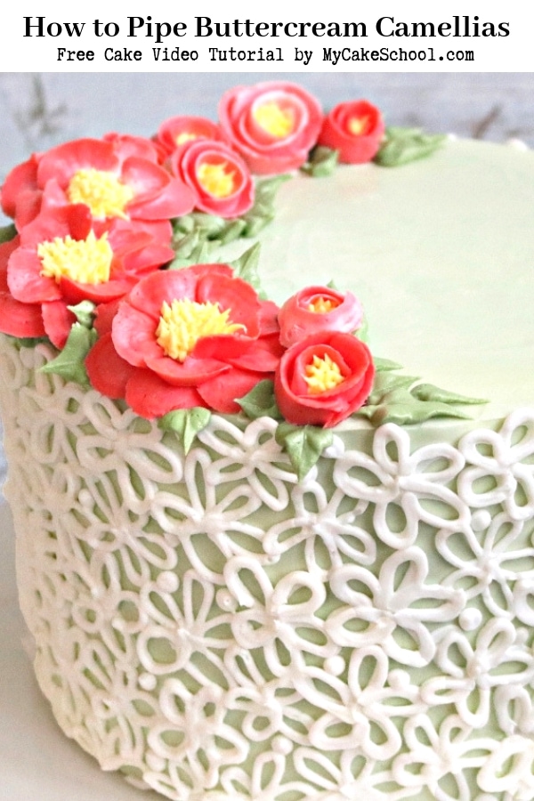 Buttercream Camellia Flower Piping- A free cake video tutorial by MyCakeSchool.com