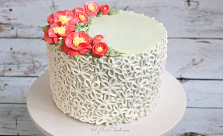 Buttercream Camellias and Elegant Piping- A Free Cake Video