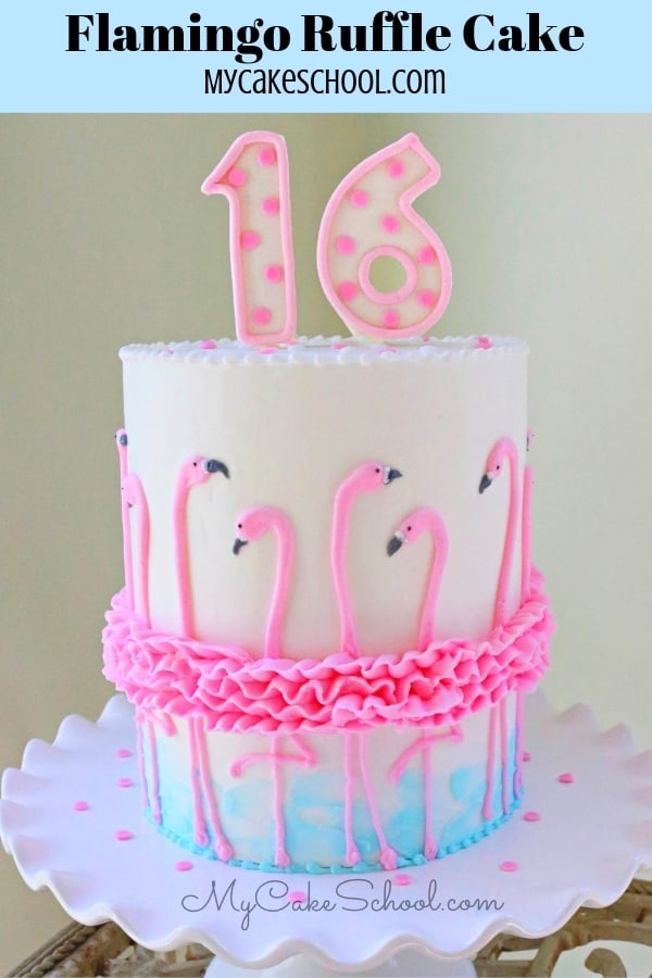 This buttercream Flamingo Ruffle Cake is so cute and so much fun to make! I love this cake design for spring and summer birthday cakes, luau parties, beach and pool parties, or just because! We hope that you enjoy it! Flamingo Ruffle Cake Tutorial by MyCakeSchool.com