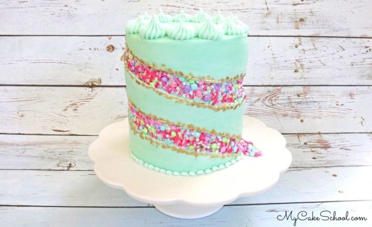 This Sprinkle Fault Line Cake design is a fun new cake trend! So colorful & unique, and surprisingly simple!