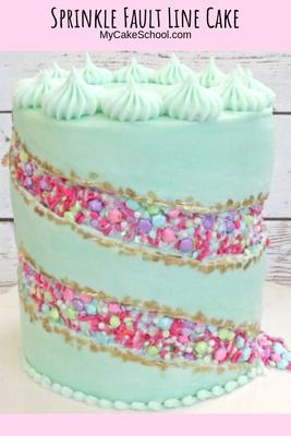 Learn how to make a fun & simple Sprinkle Fault Line Cake! Such a fun cake trend!