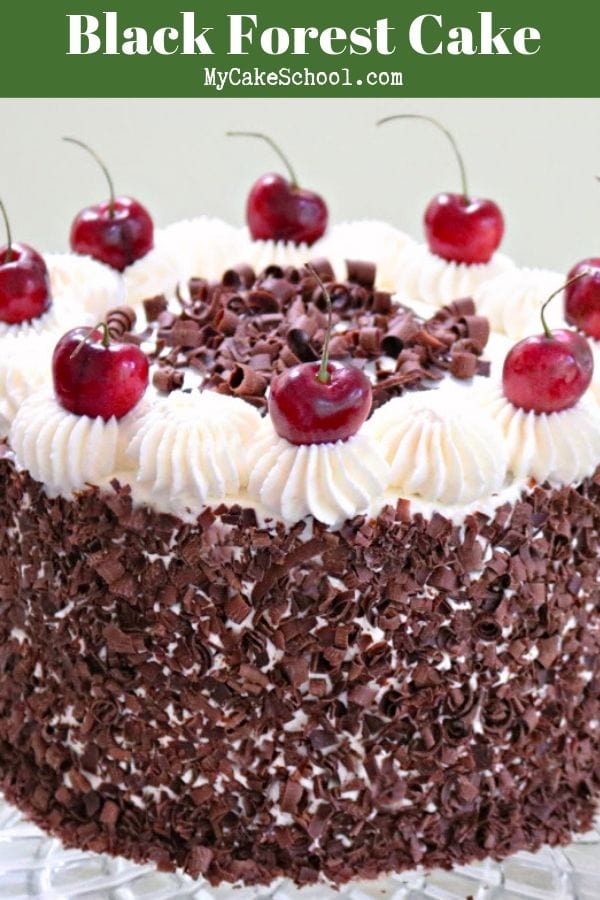 This Black Forest Cake From Scratch is the Best! Chocolate cake infused with Cherry Liqueur and filled with whipped cream and cherries!