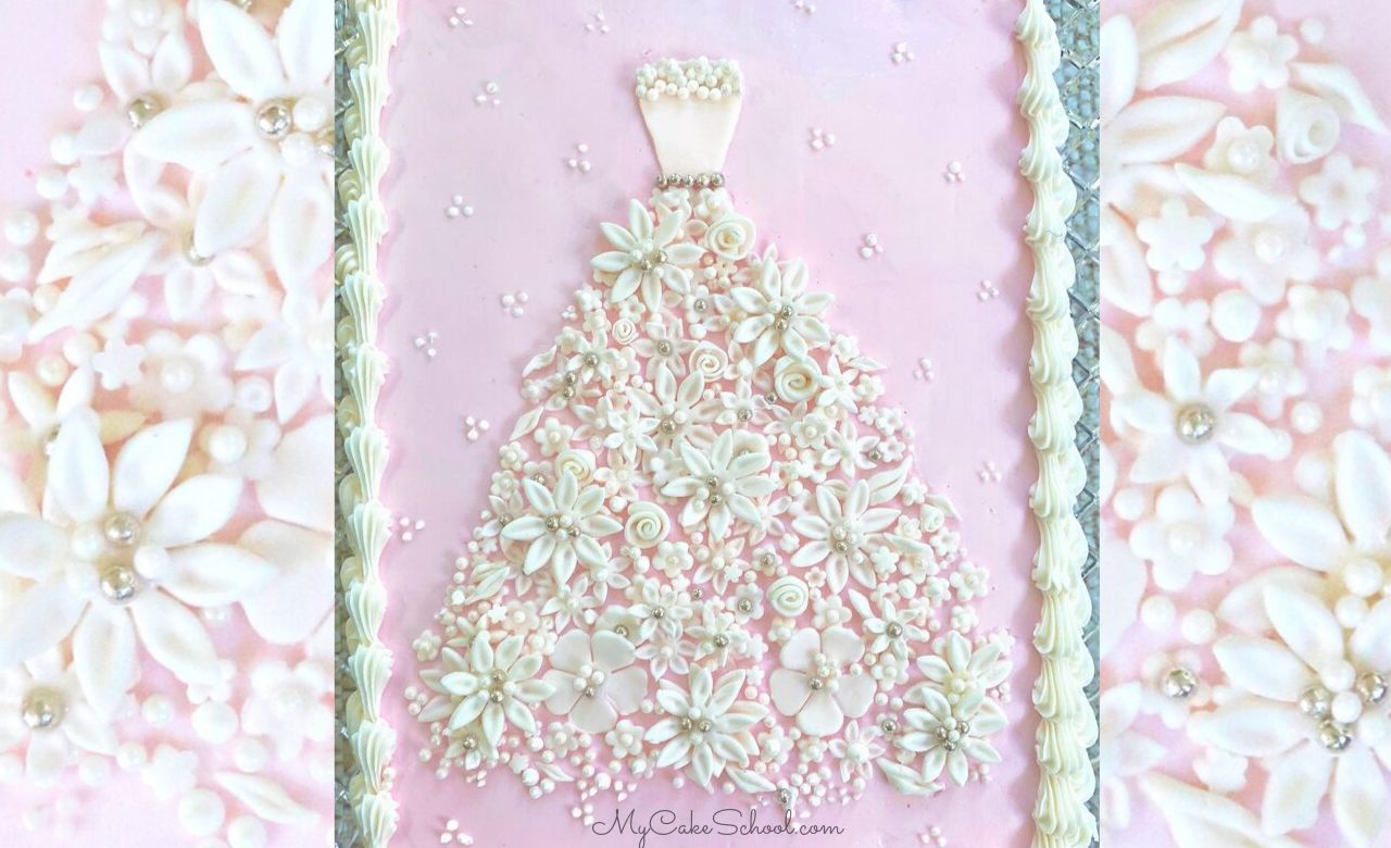 Floral Wedding Dress Cake-Free Cake Video Tutorial
