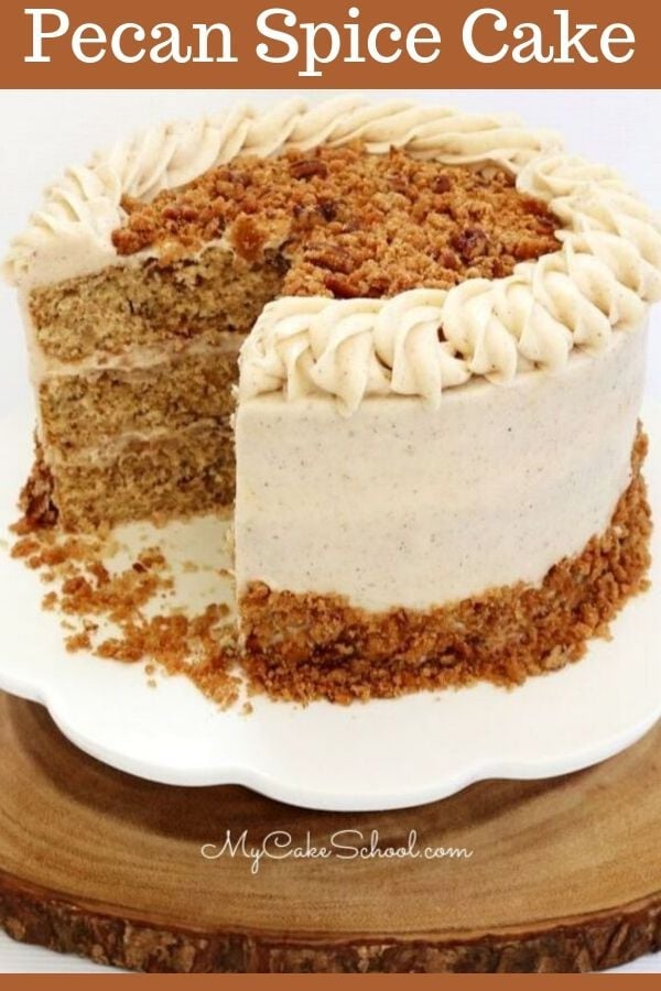 This moist Pecan Spice Layer Cake is so flavorful! The perfect cake recipe for fall!