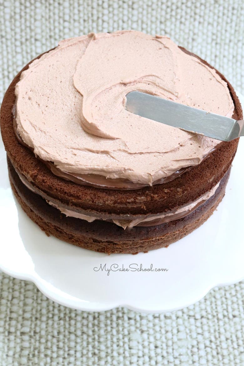 Chocolate Nutella Cake recipe! This delicious cake consists of decadent chocolate cake layers and a filling of Nutella and Nutella Buttercream Frosting!