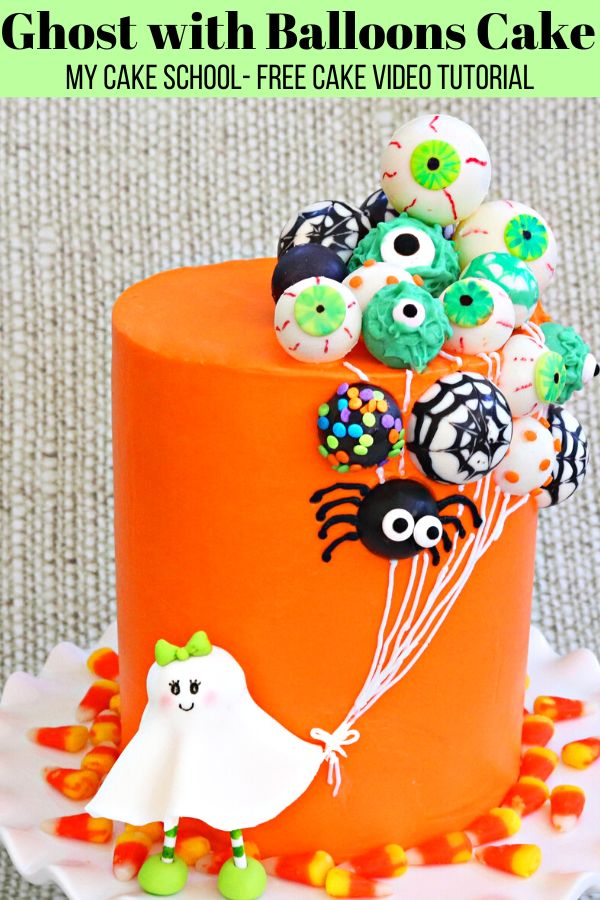 Ghost with Balloons Cake-Free Video Tutorial