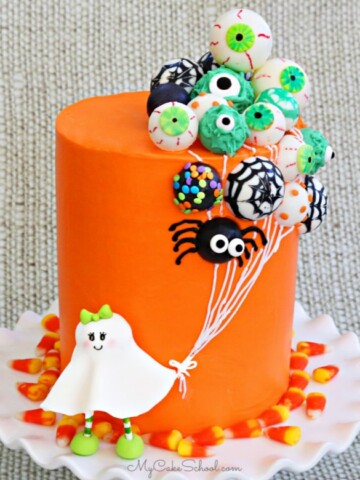 This ghost and balloons cake is so much fun for Halloween!