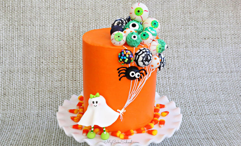 Ghost and Balloons Cake Decorating tutorial by My Cake School! (member section) This is such a fun party cake! This ghost and balloons cake is so much fun for Halloween!