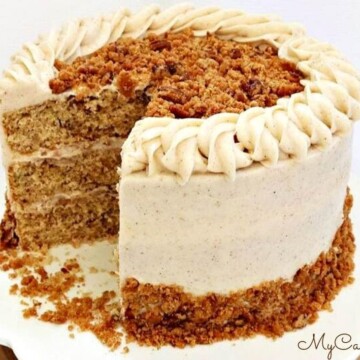 Delicious Pecan Spice Layer Cake! This scratch recipe is perfect for the holidays!