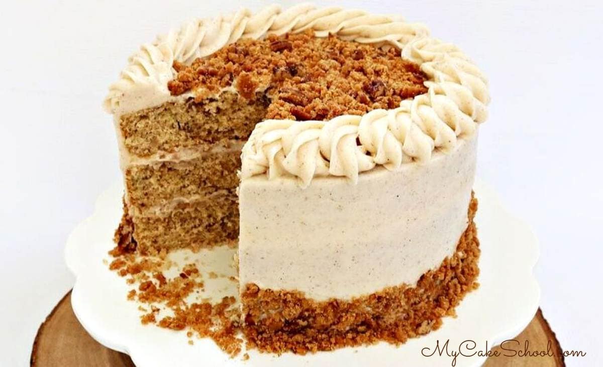 Delicious Pecan Spice Layer Cake! This scratch recipe is perfect for the holidays!