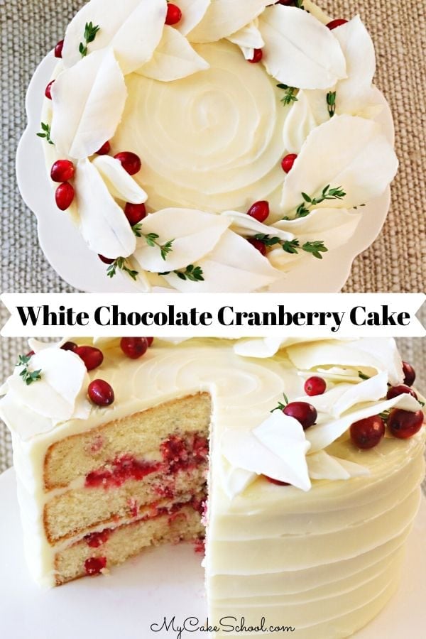 This White Chocolate Cranberry Cake Recipe tastes amazing! The perfect layer cake for holiday entertaining! White Chocolate Cranberry Cake Recipe from Scratch- This amazing layer cake is perfect for the holidays!