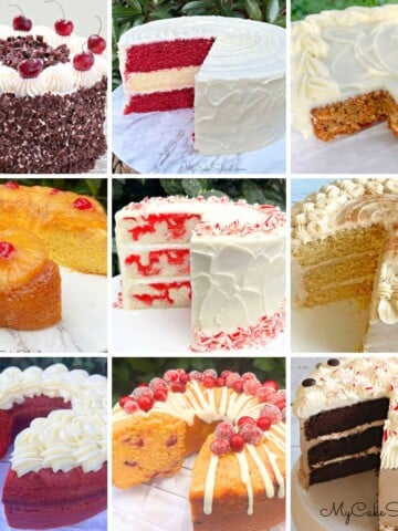 Photo grid of favorite Christmas Cake recipes.