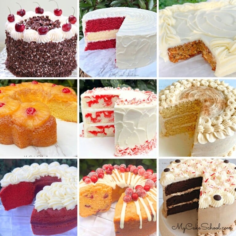 Photo grid of favorite Christmas Cake recipes.