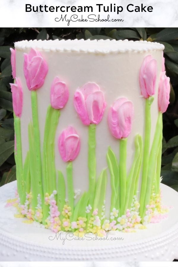Buttercream Tulip Cake! Learn how to easily pipe these elegant flowers in our video tutorial. Buttercream Tulip Cake Tutorial
