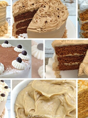 Collage of coffee flavored cakes