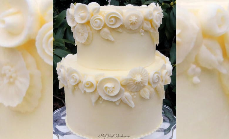 Elegant White Buttercream Flowers Cake Video Tutorial