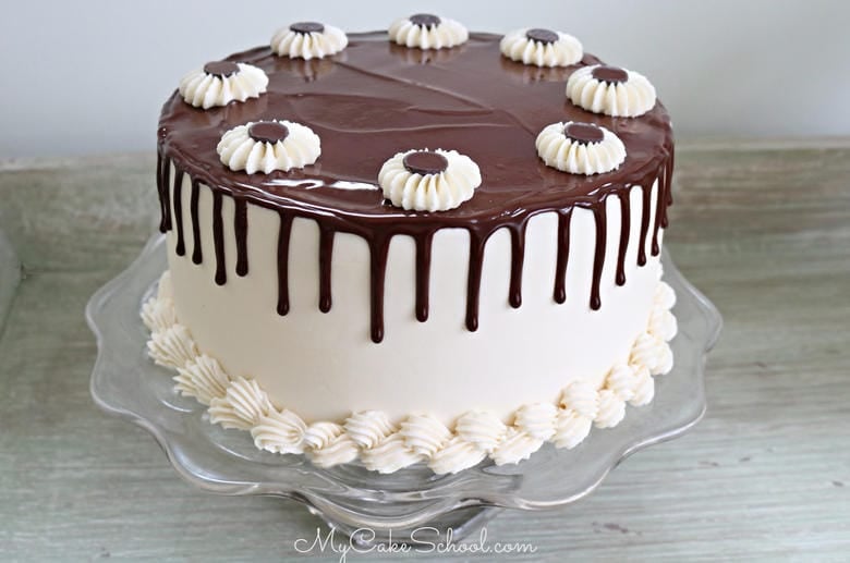 Delicious Bailey's Irish Cream Chocolate Cake! The flavor of this cake is amazing, with chocolate Irish cream cake layers, Irish cream filling, and Irish cream buttercream! Delicious Baileys Irish Cream Chocolate Cake