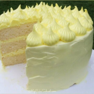 We love this Lemon Sour Cream Cake scratch recipe with Lemon Seven Minute Frosting!