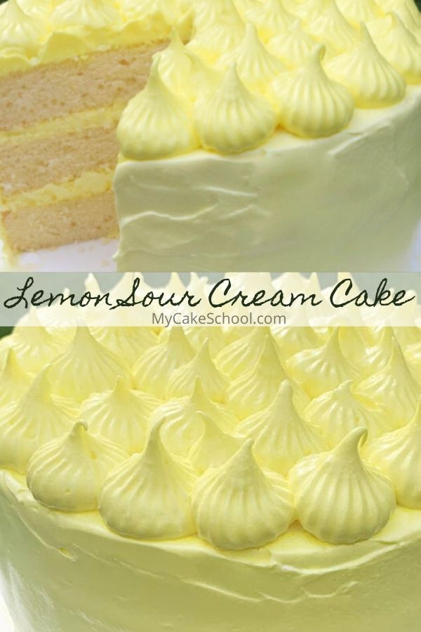 This Lemon Sour Cream Cake with Lemon Seven Minute Frosting is amazing!