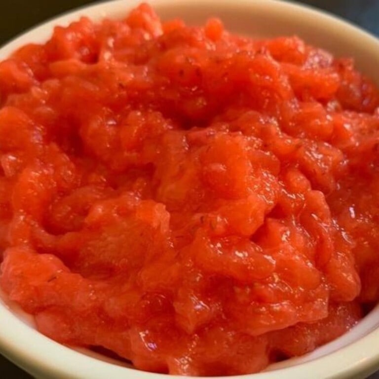 strawberry cake filling in a bowl.