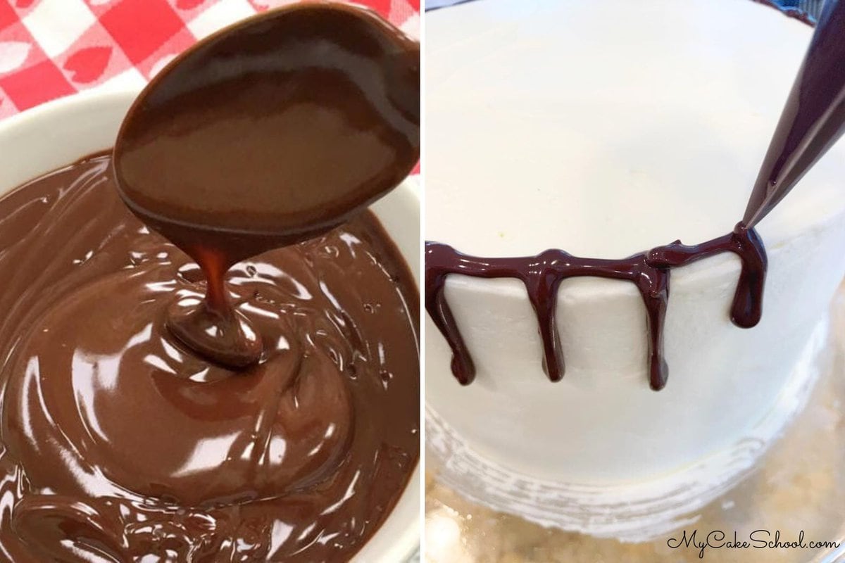 Banana Split Cake with Ganache, assembly.