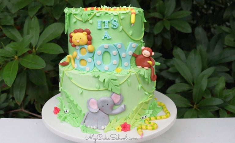 Safari Baby Shower Cake-Free Video Tutorial