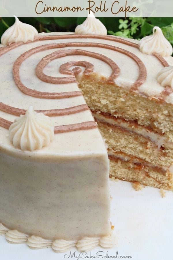 Cinnamon Roll Layer Cake- This recipe is super moist and has wonderful flavor!