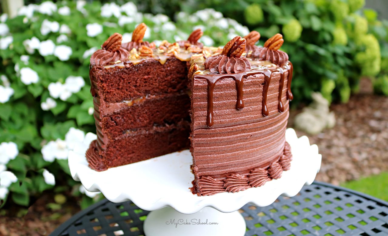 This Chocolate Turtle Cake Recipe is the BEST! So decadent and delicious!