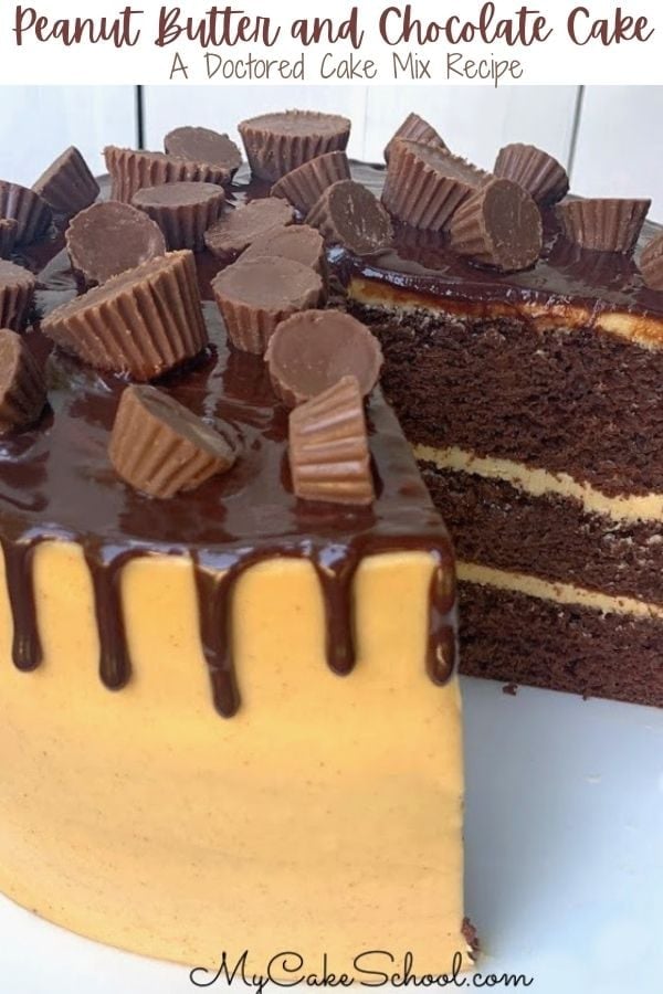 Moist and Delicious Peanut Butter and Chocolate Cake- A Doctored Cake Mix Recipe