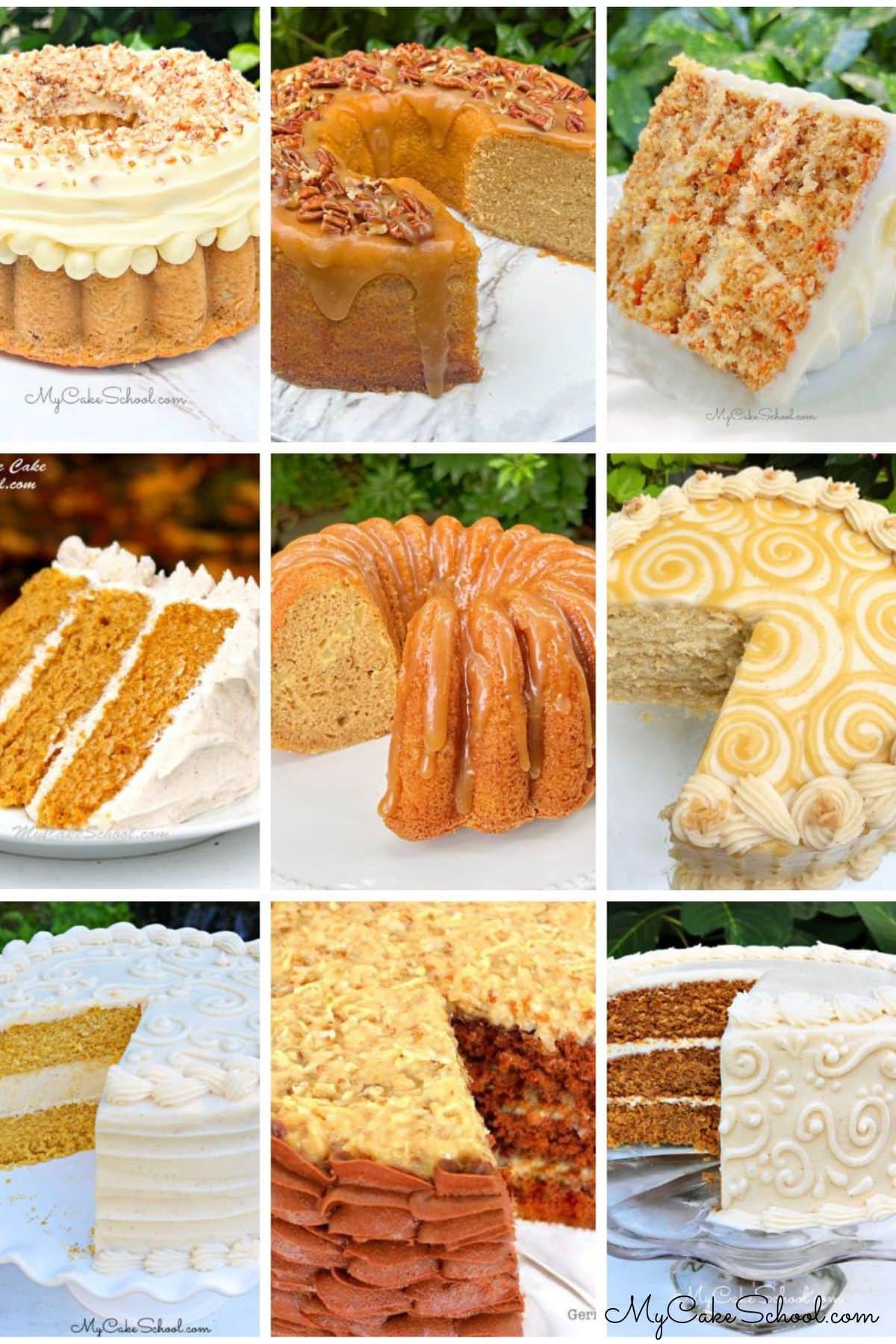 Photo grid of best fall cakes.