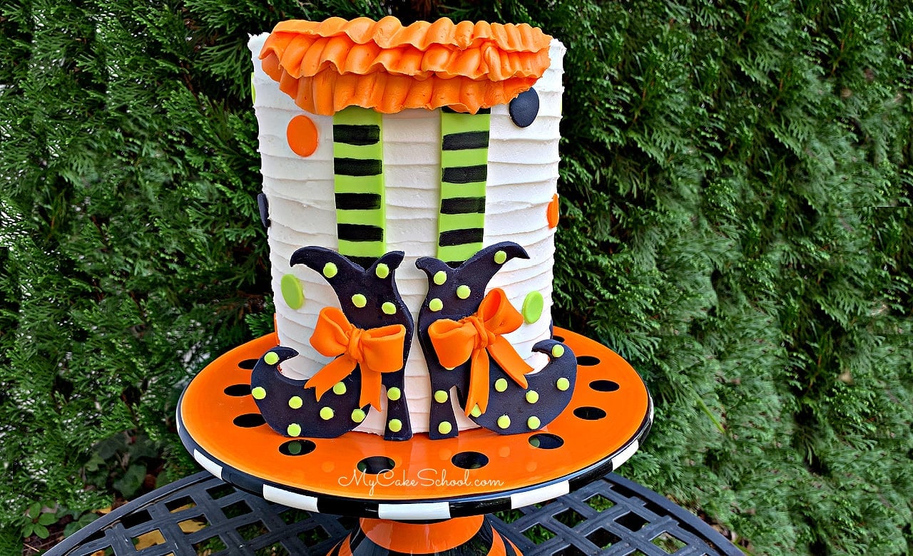Learn how to make this CUTE and easy Witch Shoes Halloween Cake in our free cake video tutorial!