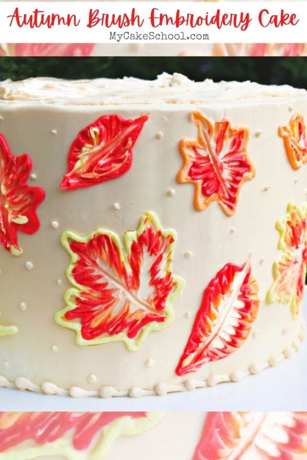 Autumn Leaves Brush Embroidery Cake