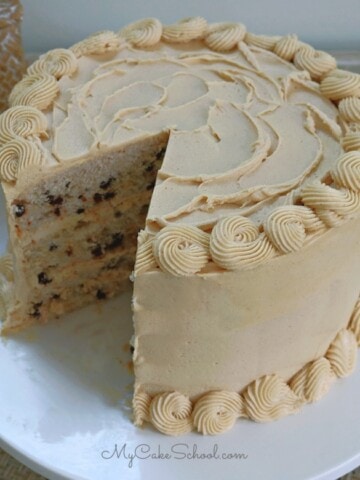 Moist, Delicious Banana Chocolate Chip Cake with Peanut Butter Frosting