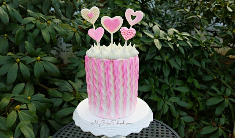 Pretty Textured Buttercream Technique with Heart Cake Toppers