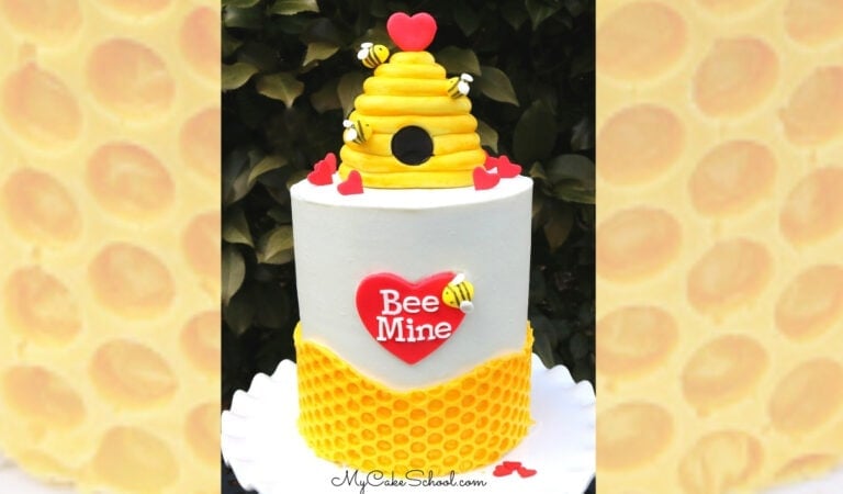 Bee Mine Cake- Free Tutorial for Valentine's Day