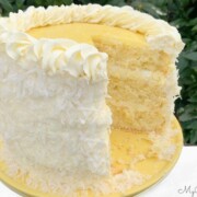 Lemon Coconut Cake with Lemon Curd Filling and Whipped Coconut Cream Cheese Frosting