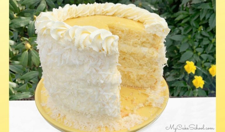Lemon Coconut Cake with Lemon Curd Filling and Whipped Coconut Cream Cheese Frosting
