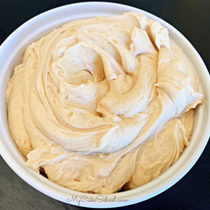 Bowl of Peanut Butter Cream Cheese Frosting.