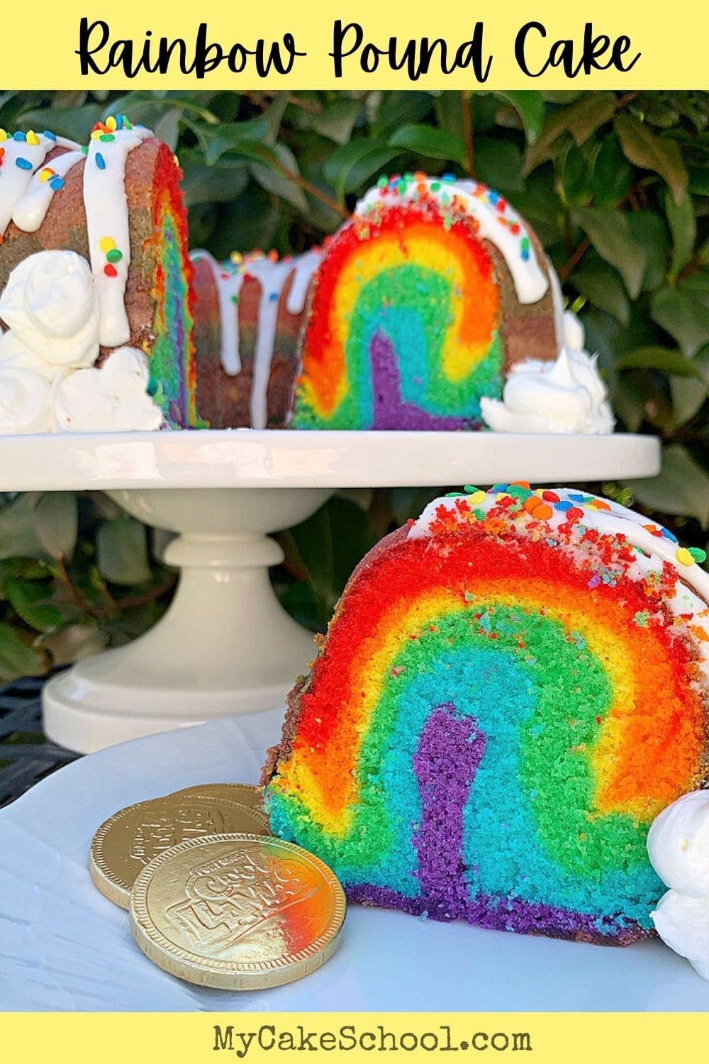 Rainbow Pound Cake Recipe and Free Tutorial!