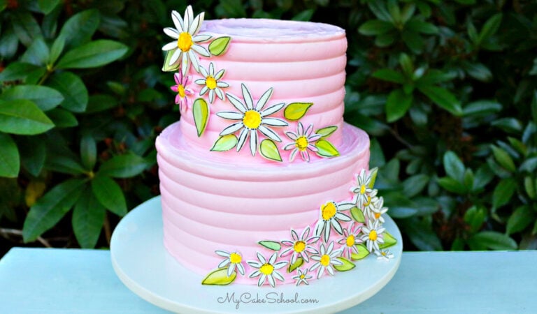 Painted Fondant Daisy Cake- Free Video Tutorial