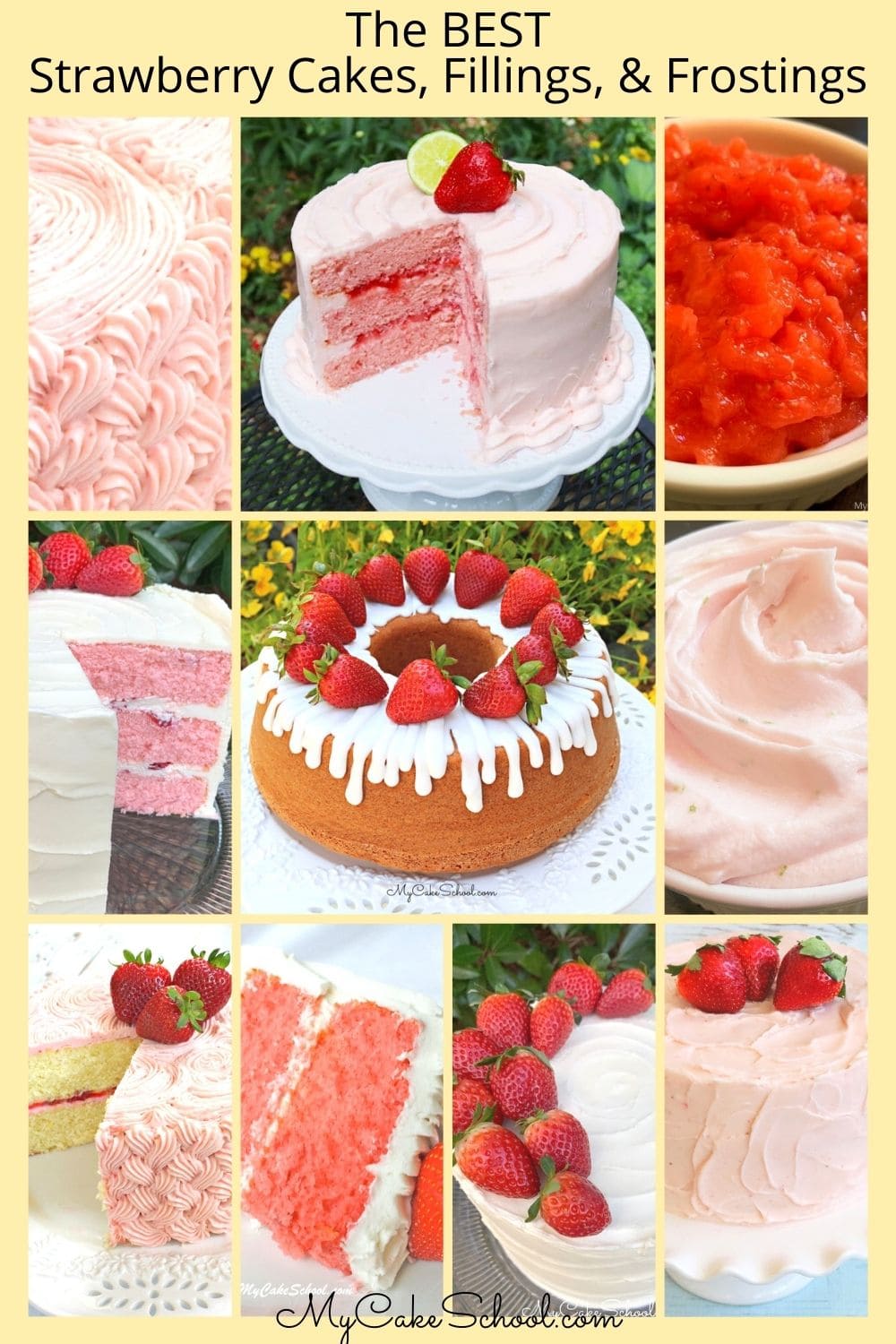 Favorite Strawberry Cakes, Fillings, and Frostings