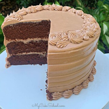 Moist Dark Chocolate Layer Cake from Scratch with Chocolate Cream Cheese Buttercream! SO good!