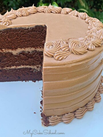 Moist Dark Chocolate Layer Cake from Scratch with Chocolate Cream Cheese Buttercream! SO good!