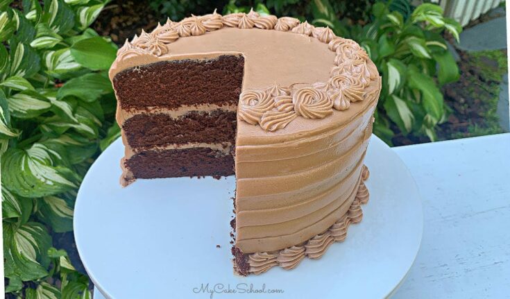 Moist Dark Chocolate Layer Cake from Scratch with Chocolate Cream Cheese Buttercream! SO good!