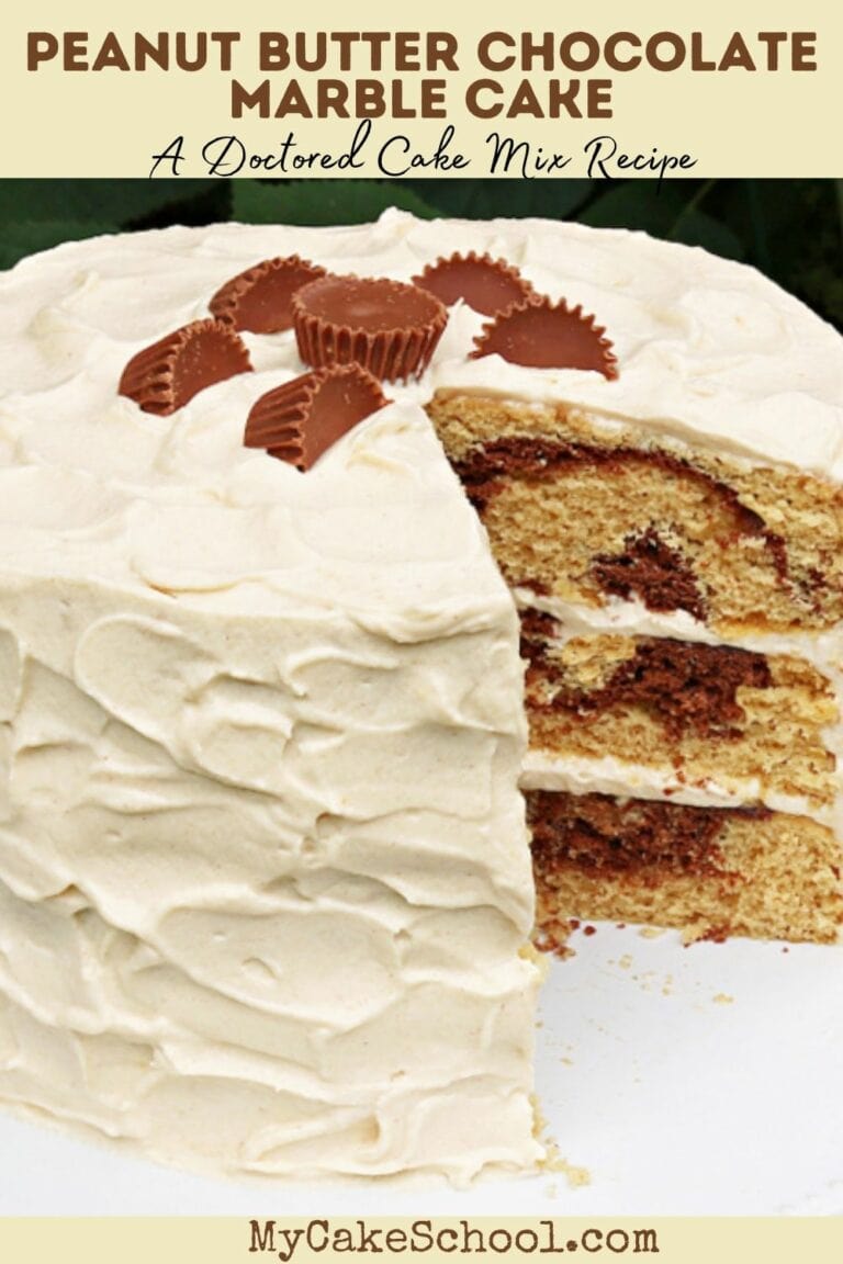 Peanut Butter Chocolate Marble Cake with Peanut Butter Whipped Cream